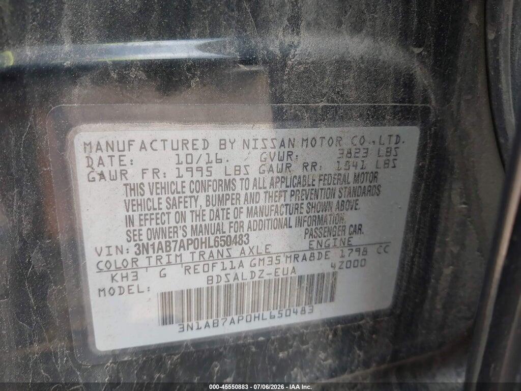 3N1AB7AP0HL650483 2017 NISSAN SENTRA photo no. 9