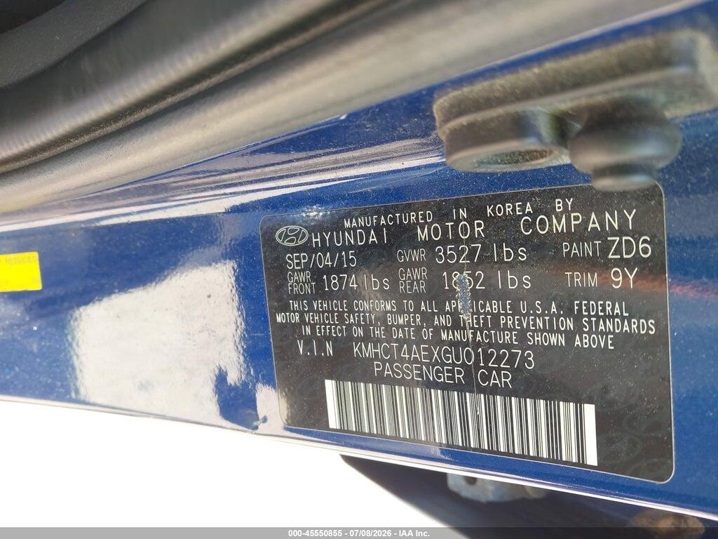 KMHCT4AEXGU012273 2016 HYUNDAI ACCENT photo no. 9