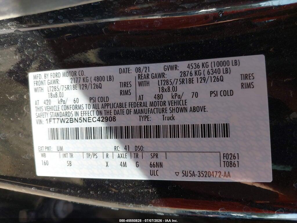 1FT7W2BN5NEC42908 2022 FORD F-250 photo no. 9