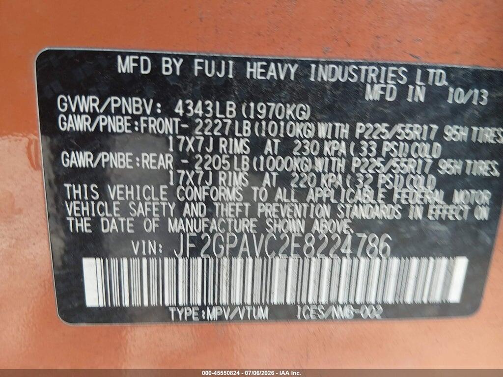 JF2GPAVC2E8224786 2014 SUBARU XV CROSSTREK photo no. 9