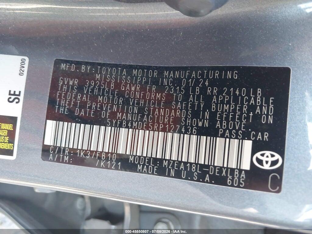 5YFB4MDE5RP127436 2024 TOYOTA COROLLA photo no. 9
