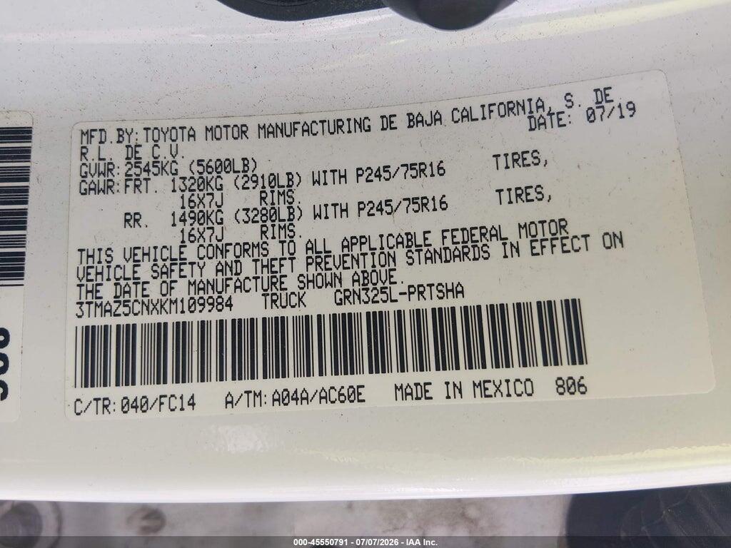 3TMAZ5CNXKM109984 2019 TOYOTA TACOMA photo no. 9
