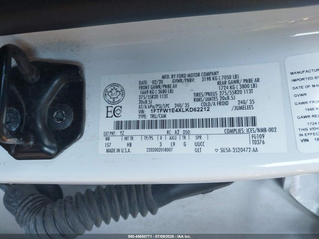 1FTFW1E4XLKD62212 2020 FORD F-150 photo no. 9