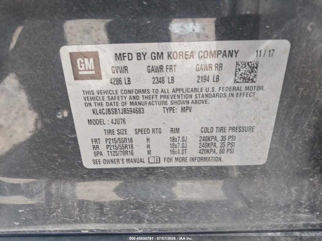 KL4CJBSB1JB594683 2018 BUICK ENCORE photo no. 9