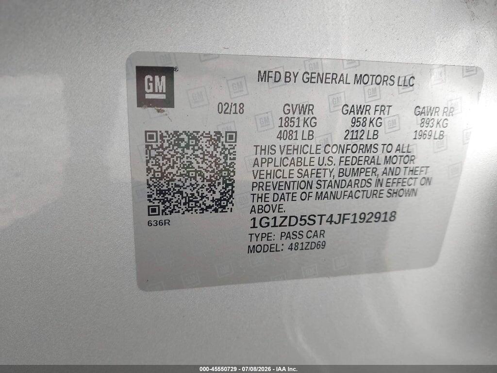 1G1ZD5ST4JF192918 2018 CHEVROLET MALIBU photo no. 9