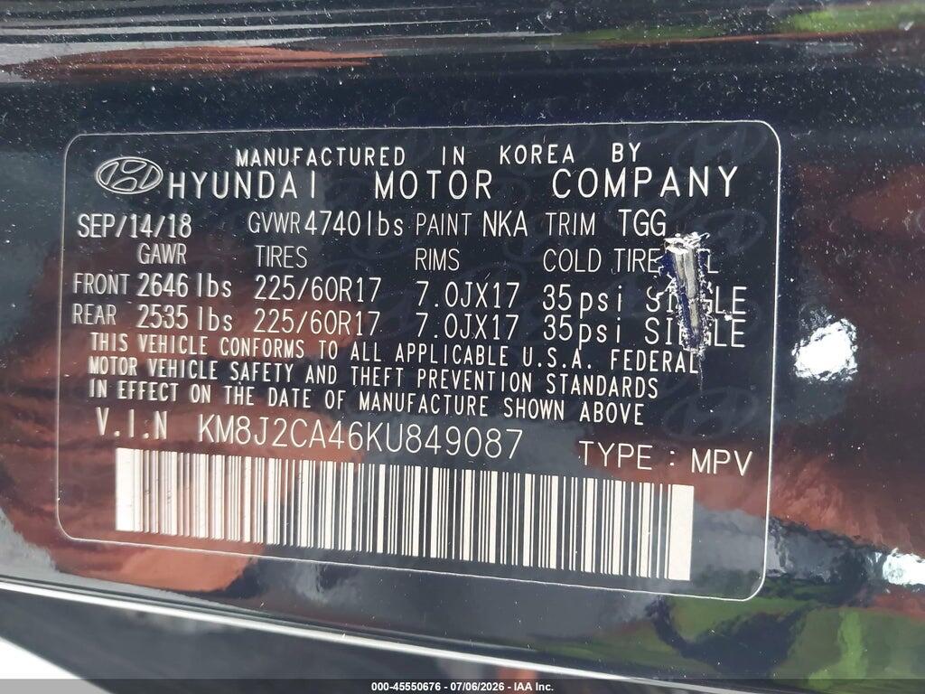 KM8J2CA46KU849087 2019 HYUNDAI TUCSON photo no. 9