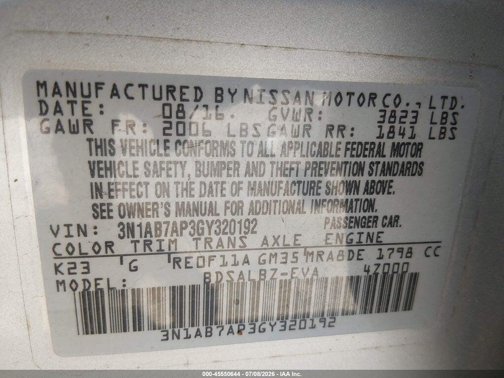 3N1AB7AP3GY320192 2016 NISSAN SENTRA photo no. 9