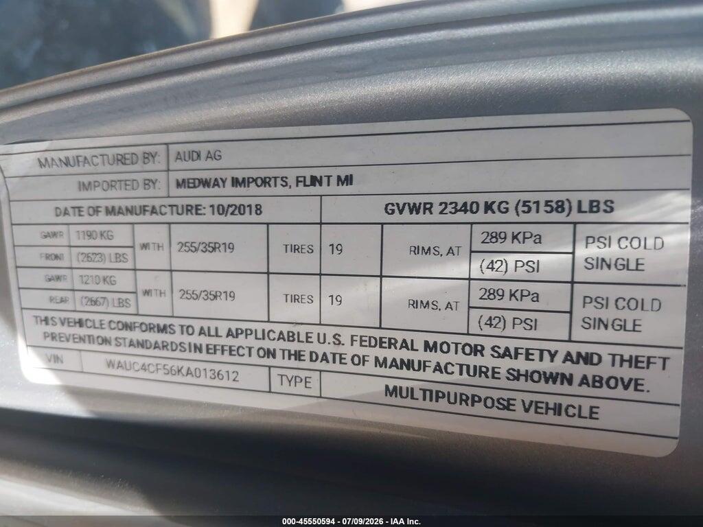 WAUC4CF56KA013612 2019 AUDI S5 photo no. 9