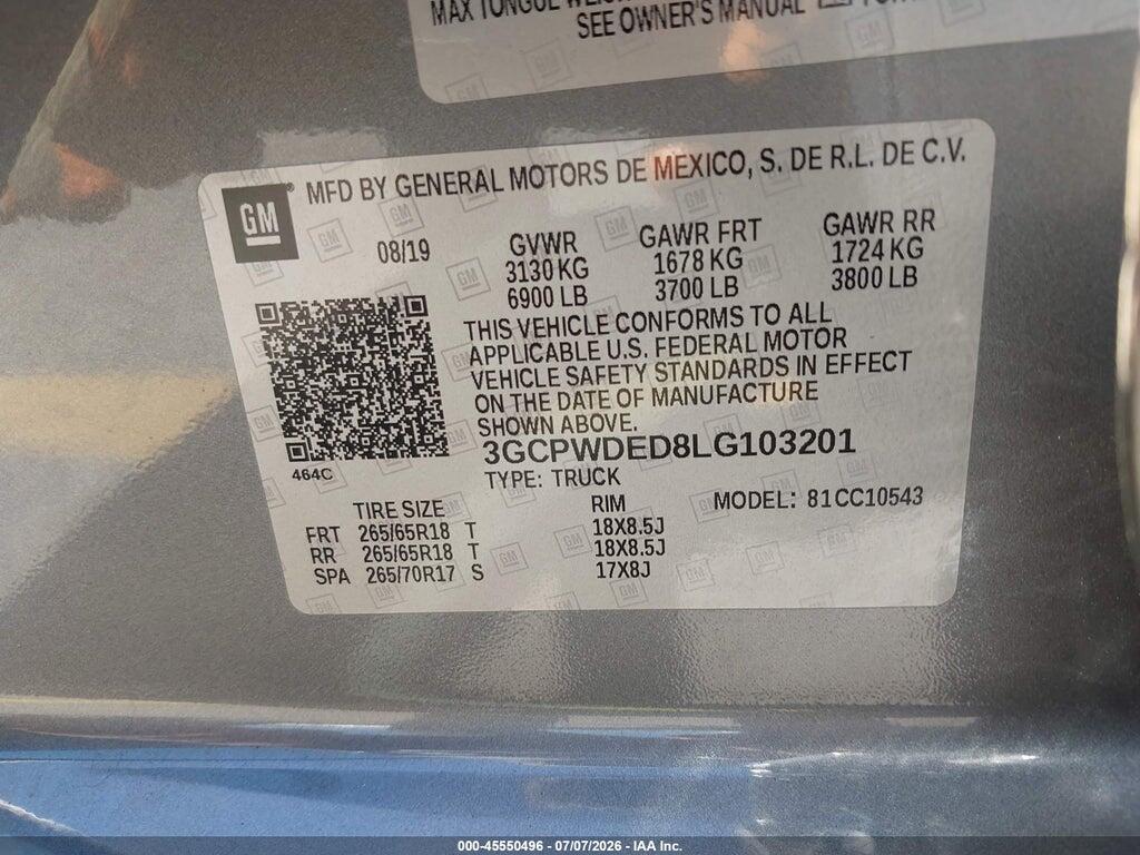 3GCPWDED8LG103201 2020 CHEVROLET SILVERADO 1500 photo no. 9
