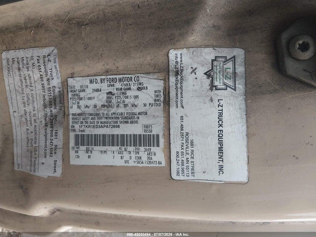 1FTKR1ED3APA72898 2010 FORD RANGER photo no. 9