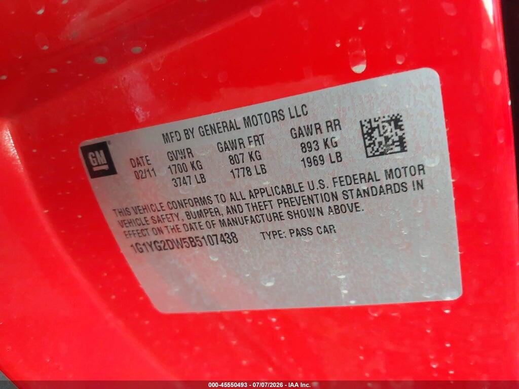 1G1YG2DW5B5107438 2011 CHEVROLET CORVETTE photo no. 9