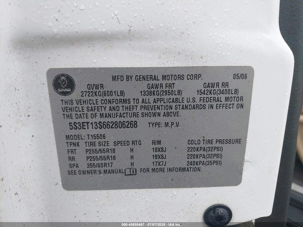 5S3ET13S662806268 2006 SAAB 9-7X photo no. 9
