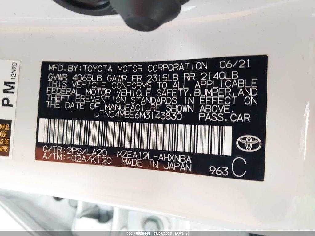 JTNC4MBE6M3143830 2021 TOYOTA COROLLA photo no. 9