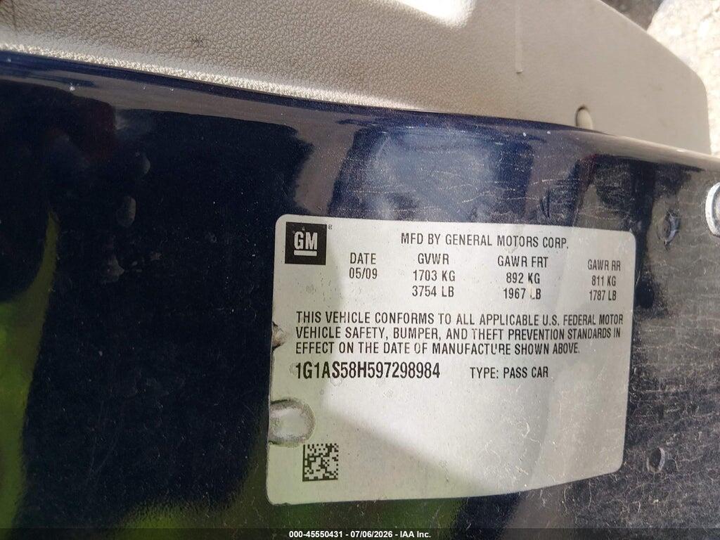 1G1AS58H597298984 2009 CHEVROLET COBALT photo no. 9