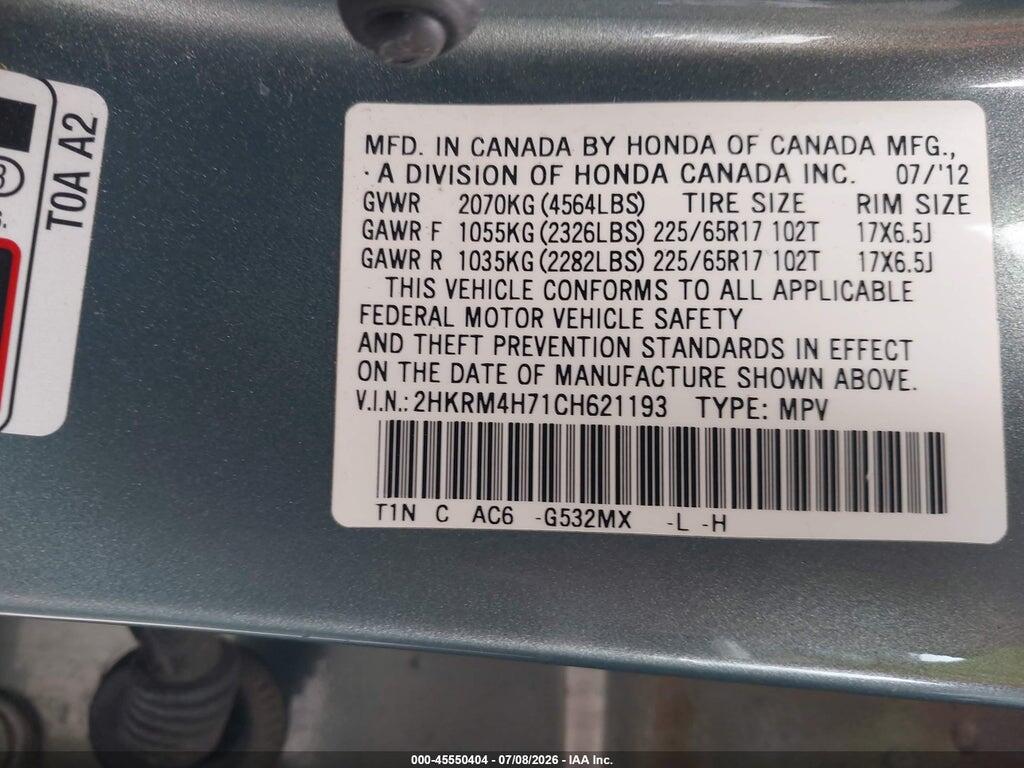 2HKRM4H71CH621193 2012 HONDA CR-V photo no. 9