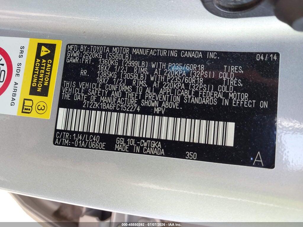 2T2ZK1BA6FC152274 2015 LEXUS RX 350 photo no. 9