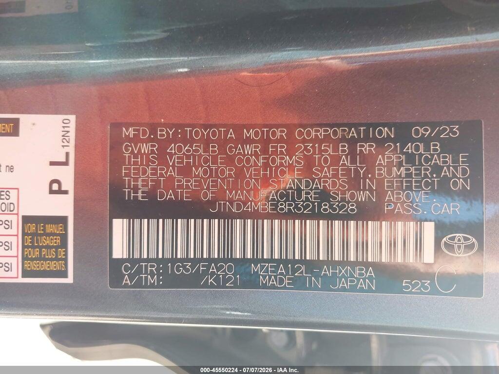 JTND4MBE8R3218328 2024 TOYOTA COROLLA photo no. 9