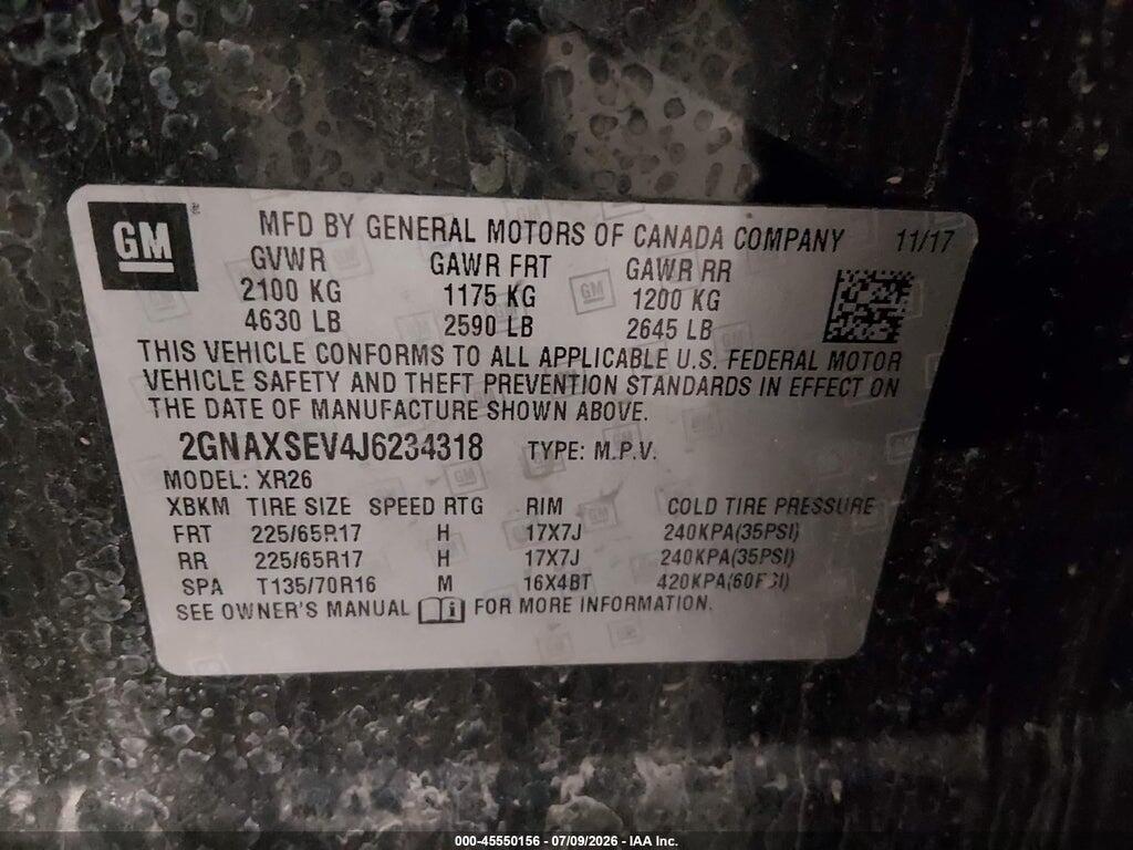 2GNAXSEV4J6234318 2018 CHEVROLET EQUINOX photo no. 9