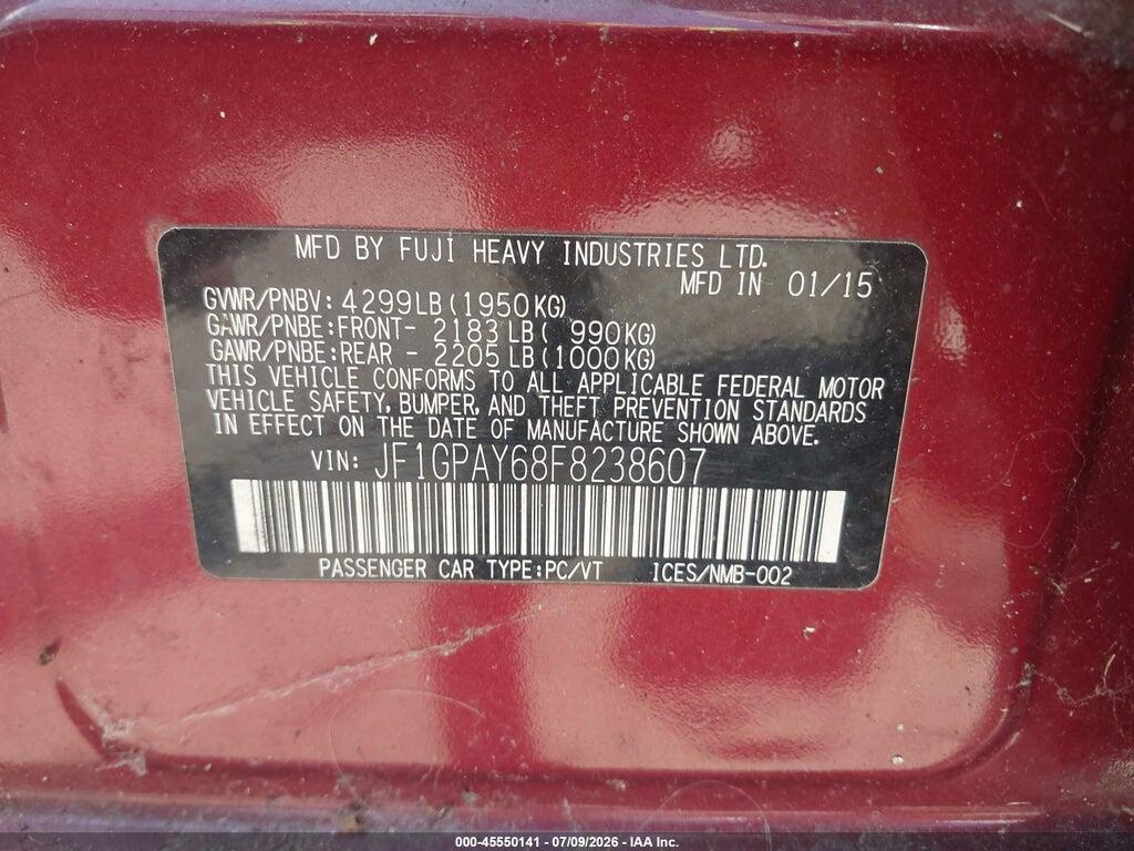 JF1GPAY68F8238607 2015 SUBARU IMPREZA photo no. 9