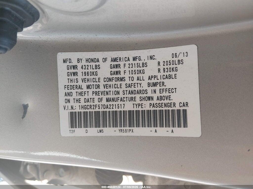 1HGCR2F57DA221517 2013 HONDA ACCORD photo no. 9
