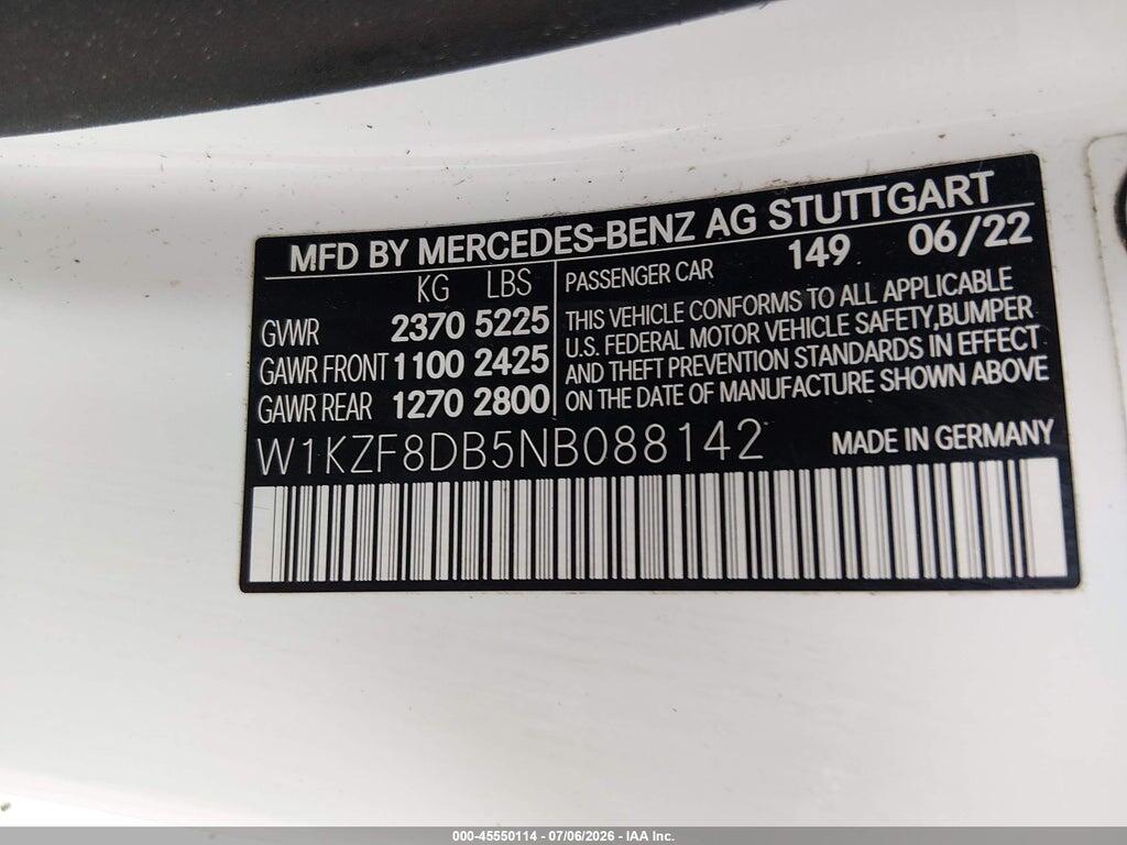 W1KZF8DB5NB088142 2022 MERCEDES-BENZ E 350 photo no. 9