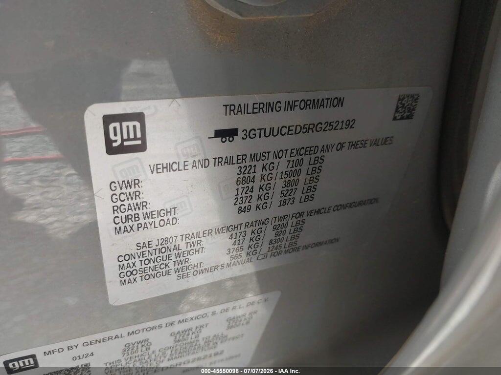 3GTUUCED5RG252192 2024 GMC SIERRA 1500 photo no. 9