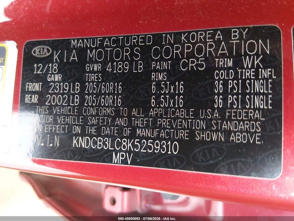 KNDCB3LC8K5259310 2019 KIA NIRO photo no. 9