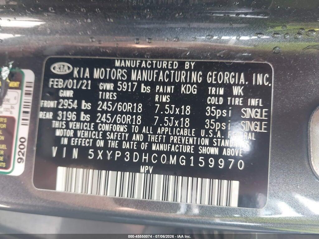5XYP3DHC0MG159970 2021 KIA TELLURIDE photo no. 9