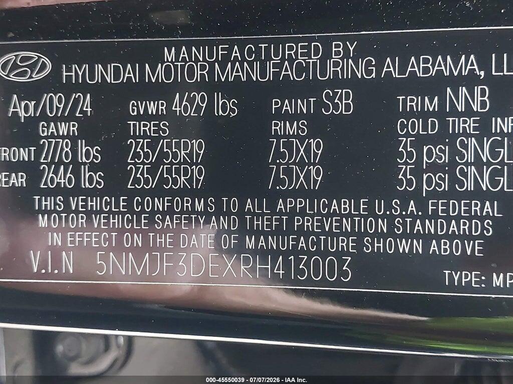 5NMJF3DEXRH413003 2024 HYUNDAI TUCSON photo no. 9