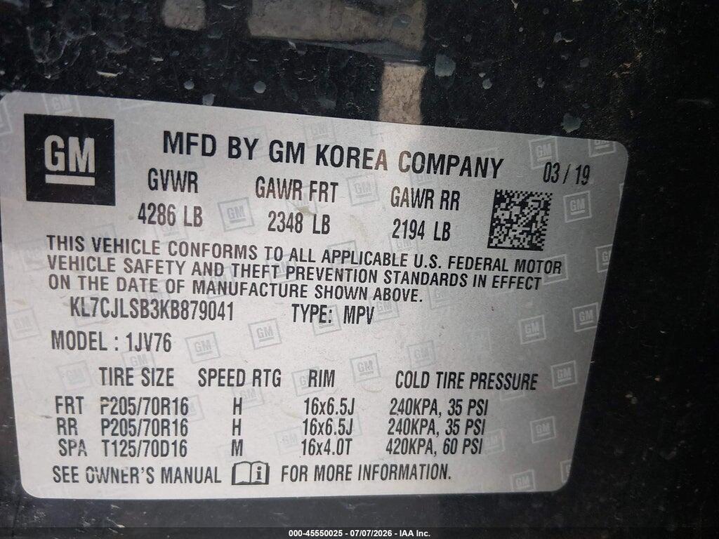 KL7CJLSB3KB879041 2019 CHEVROLET TRAX photo no. 9