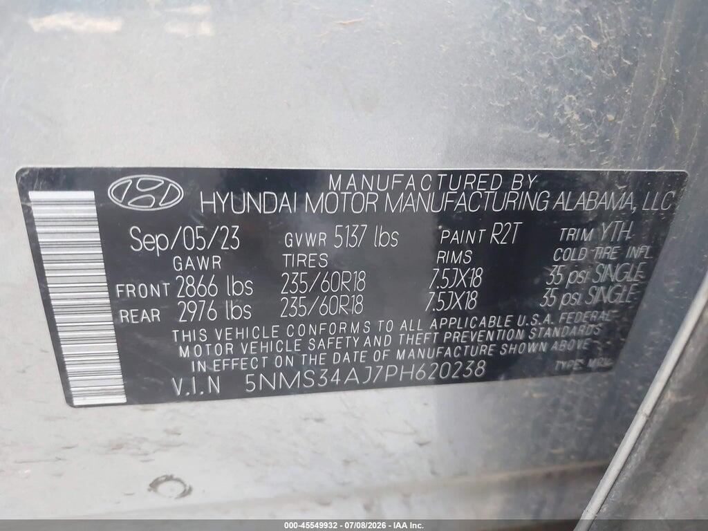 5NMS34AJ7PH620238 2023 HYUNDAI SANTA FE photo no. 9