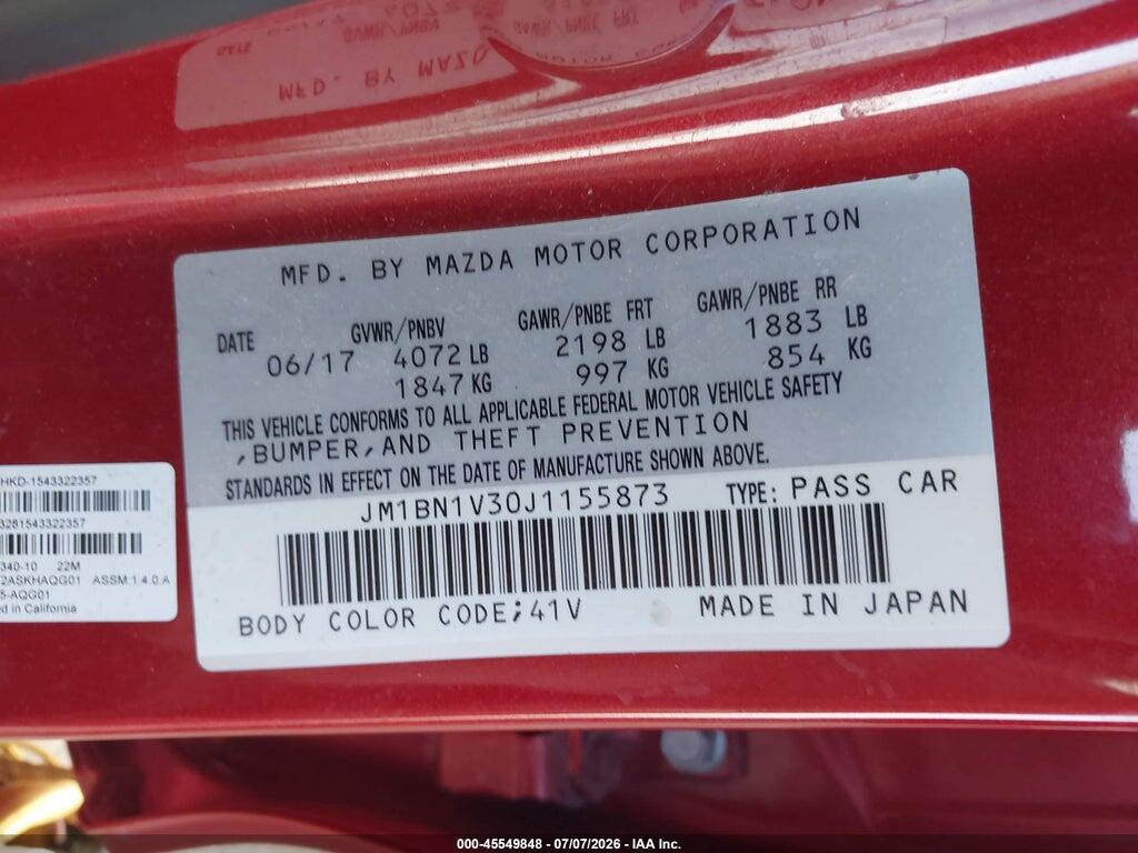 JM1BN1V30J1155873 2018 MAZDA MAZDA3 photo no. 9