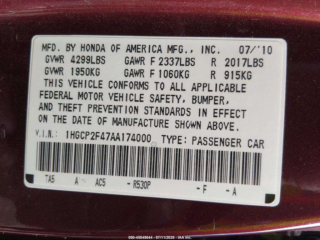 1HGCP2F47AA174000 2010 HONDA ACCORD photo no. 9