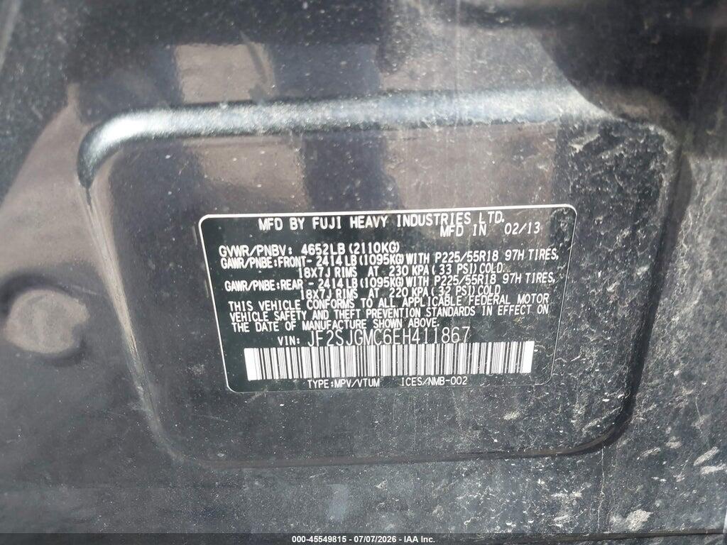 JF2SJGMC6EH411867 2014 SUBARU FORESTER photo no. 9