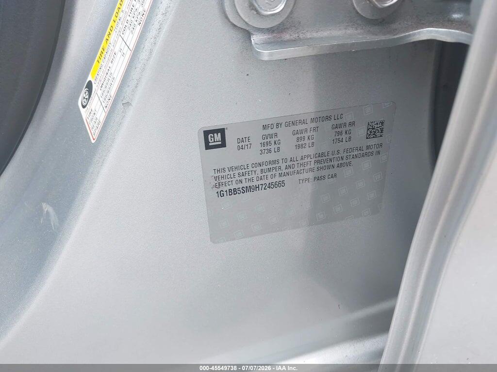 1G1BB5SM9H7245665 2017 CHEVROLET CRUZE photo no. 9