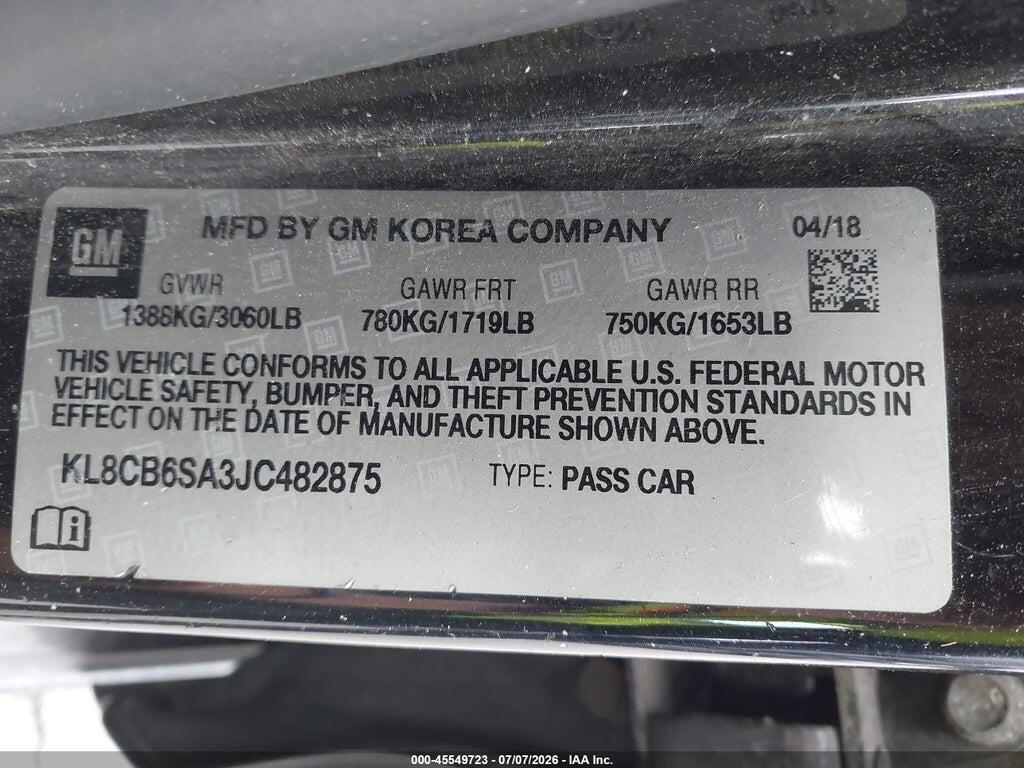 KL8CB6SA3JC482875 2018 CHEVROLET SPARK photo no. 9