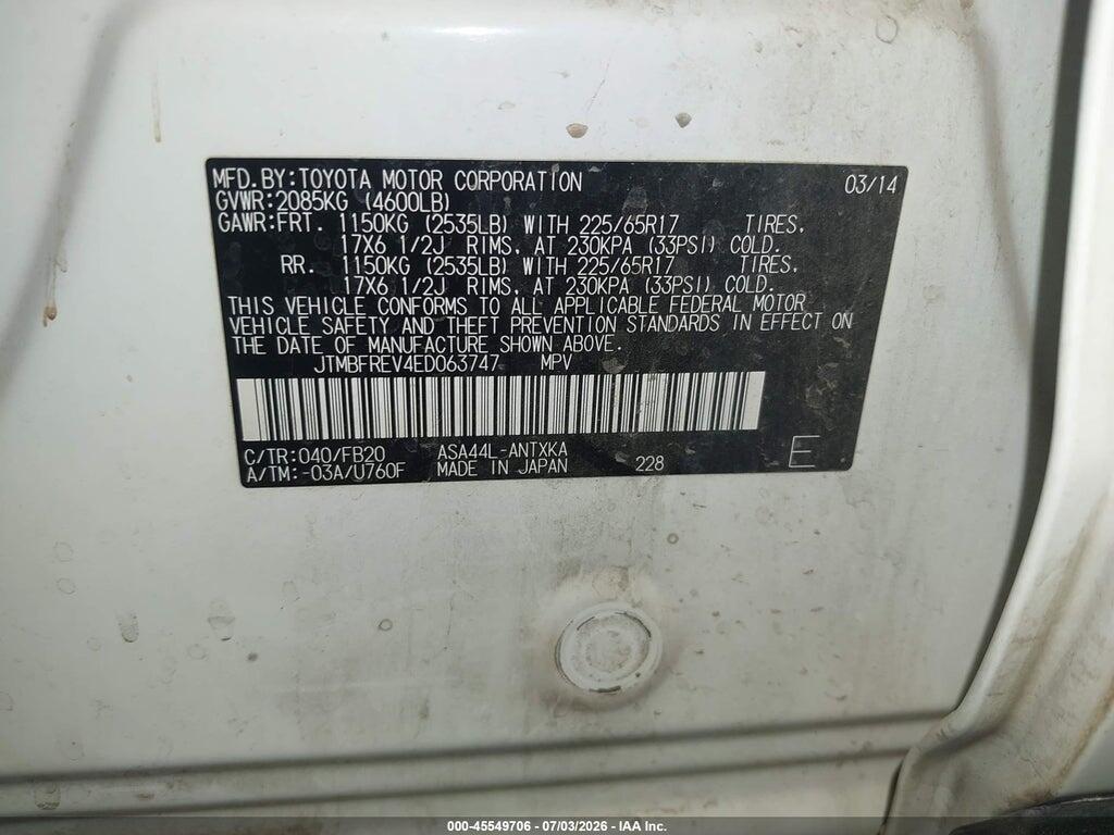 JTMBFREV4ED063747 2014 TOYOTA RAV4 photo no. 9