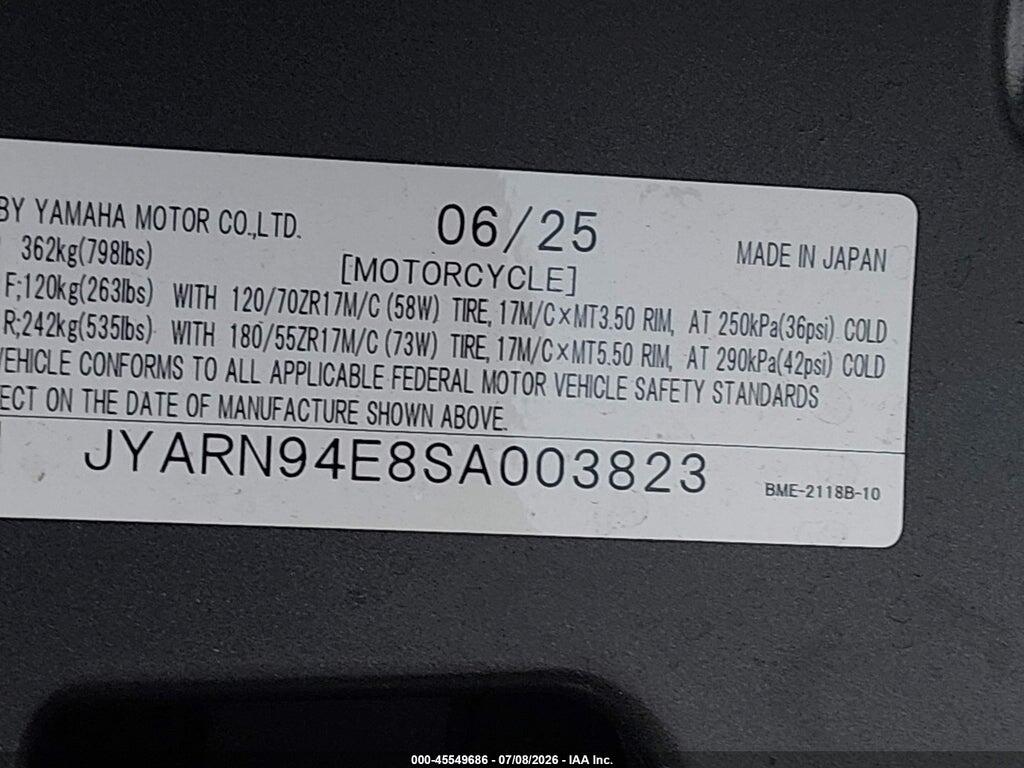 JYARN94E8SA003823 2025 YAMAHA MT09 photo no. 10