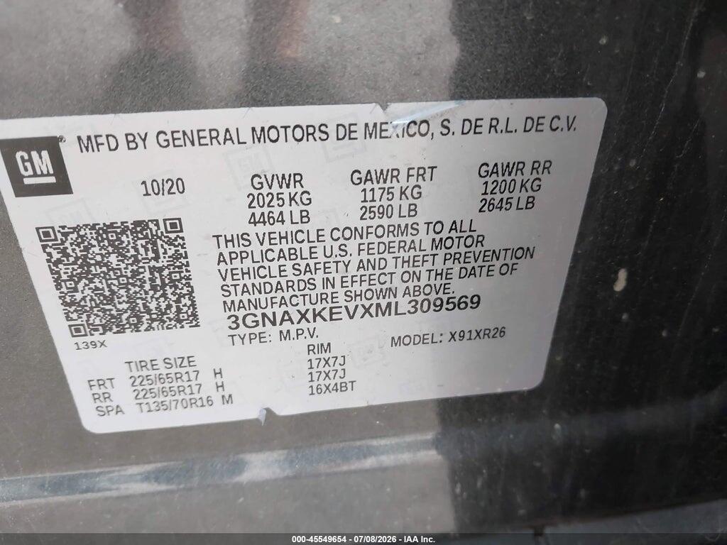 3GNAXKEVXML309569 2021 CHEVROLET EQUINOX photo no. 9