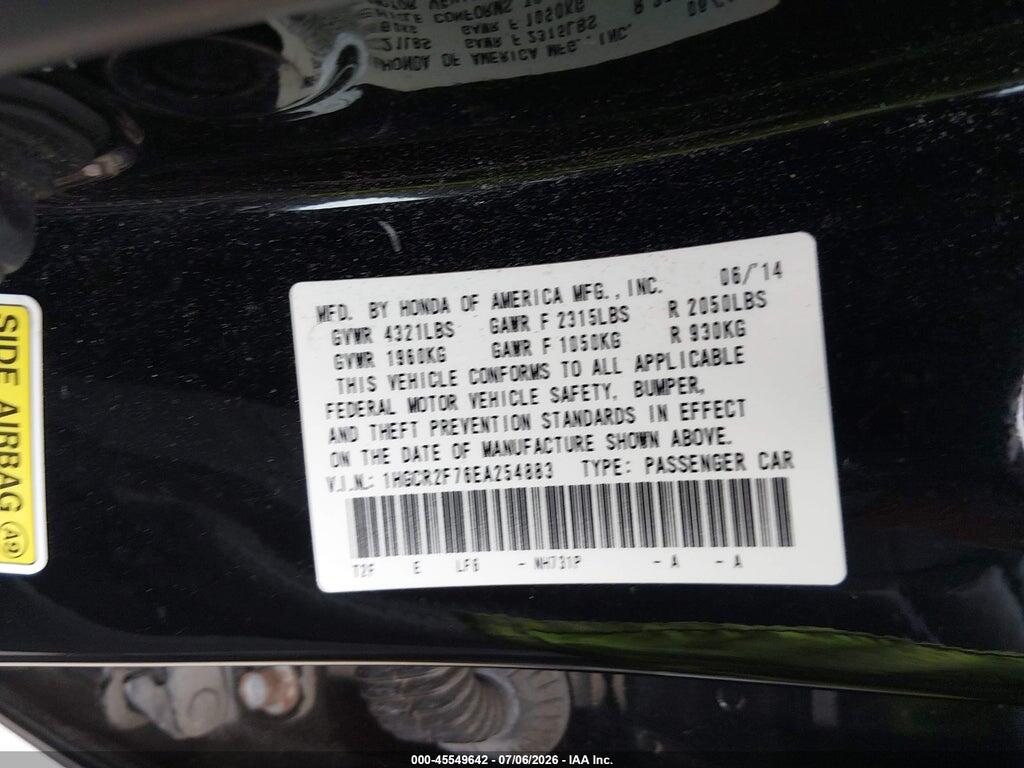1HGCR2F76EA254883 2014 HONDA ACCORD photo no. 9