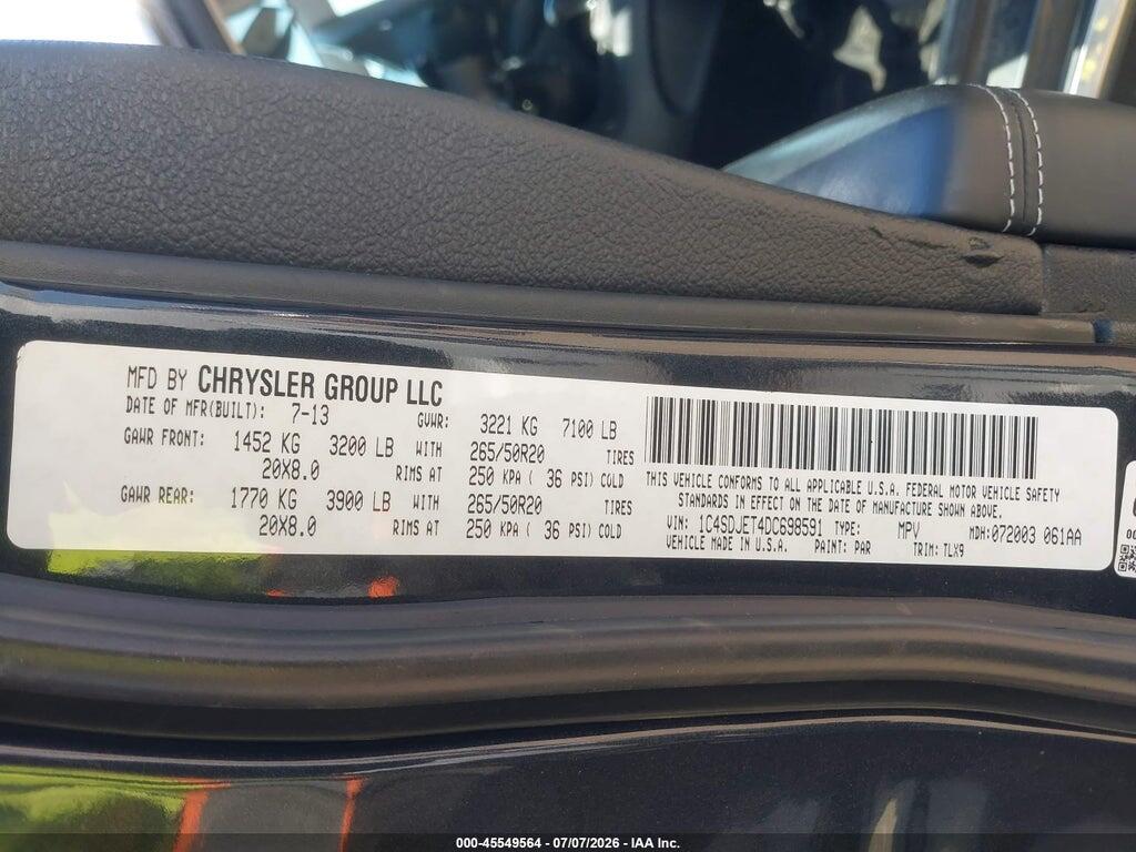 1C4SDJET4DC698591 2013 DODGE DURANGO photo no. 9