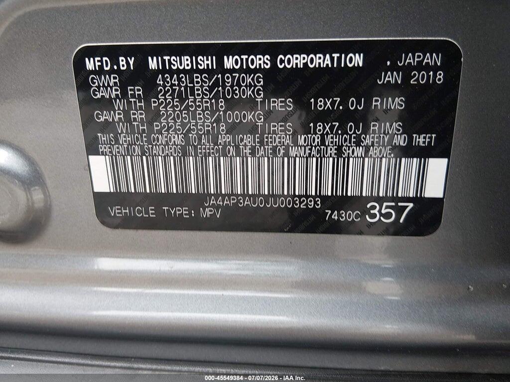 JA4AP3AU0JU003293 2018 MITSUBISHI OUTLANDER SPORT photo no. 9