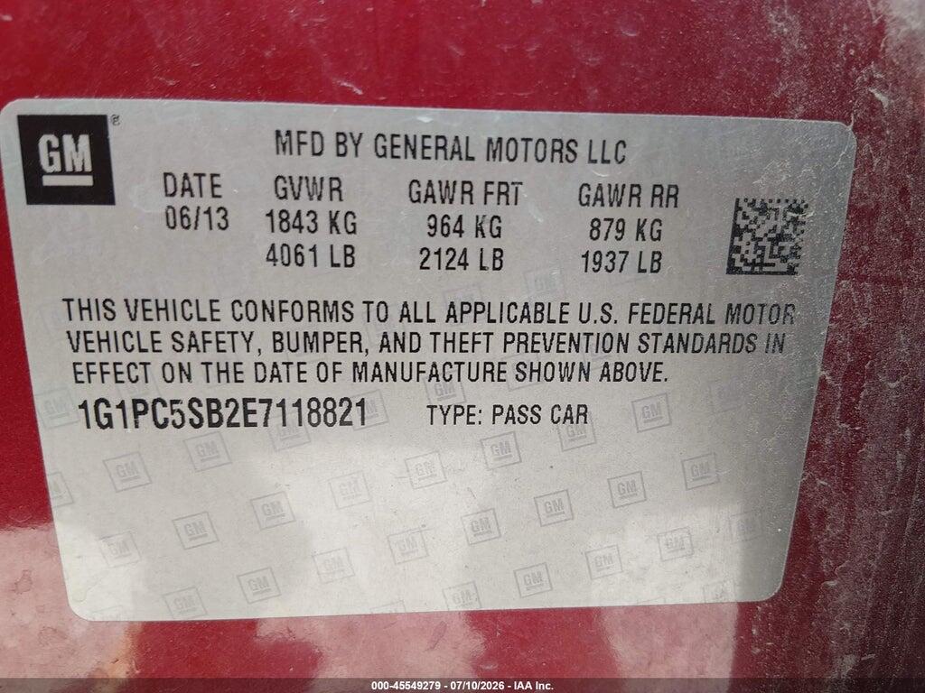 1G1PC5SB2E7118821 2014 CHEVROLET CRUZE photo no. 9