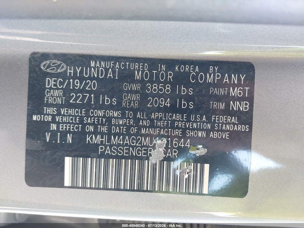 KMHLM4AG2MU121644 2021 HYUNDAI ELANTRA photo no. 9