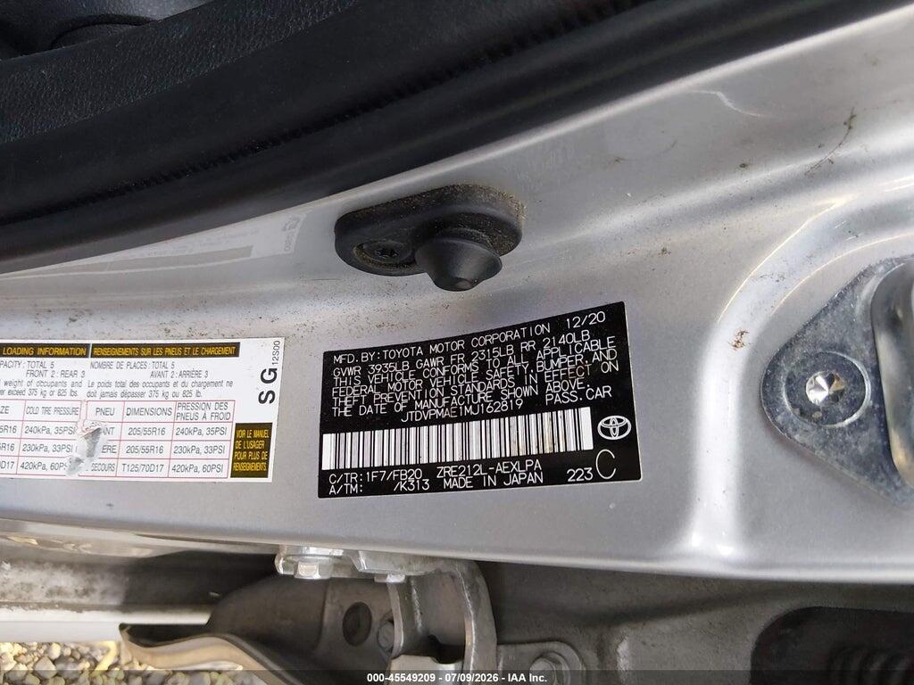 JTDVPMAE1MJ162819 2021 TOYOTA COROLLA photo no. 9