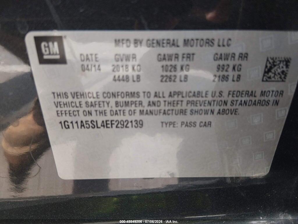1G11A5SL4EF292139 2014 CHEVROLET MALIBU photo no. 9