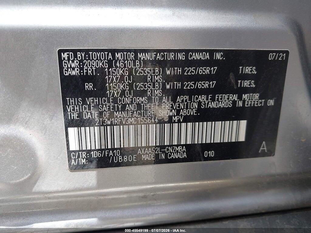 2T3W1RFV3MC155644 2021 TOYOTA RAV4 photo no. 9