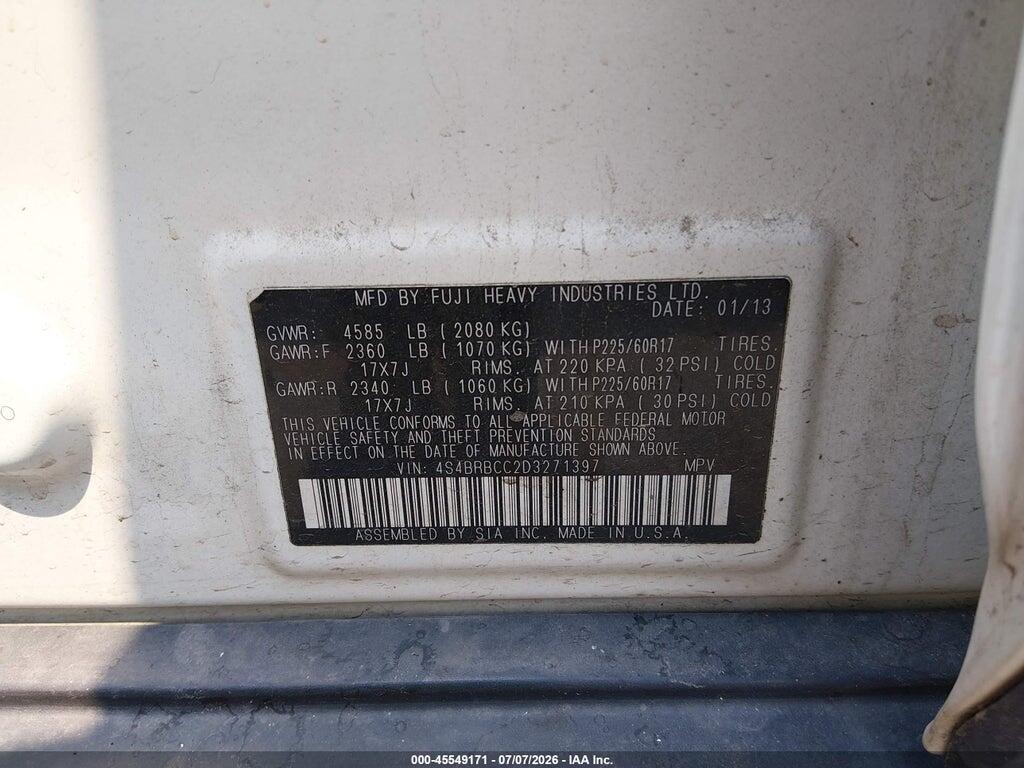 4S4BRBCC2D3271397 2013 SUBARU OUTBACK photo no. 9