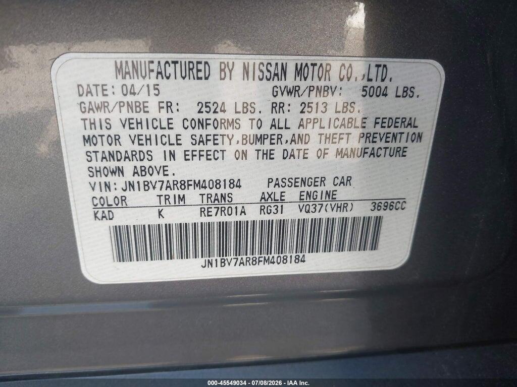 JN1BV7AR8FM408184 2015 INFINITI Q50 photo no. 9