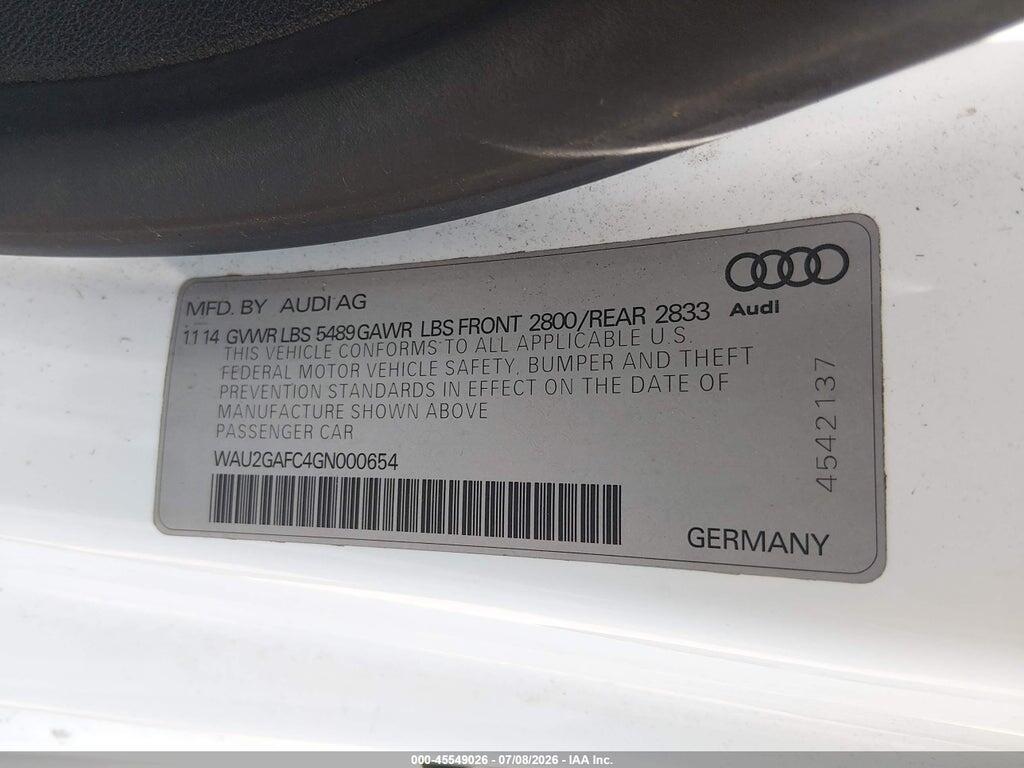 WAU2GAFC4GN000654 2016 AUDI A7 photo no. 9